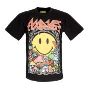 MARKET Smiley Print Svart Tee Bomull T-shirt Multicolor, Herr