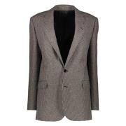 CELINE Houndstooth Blazer Revers Fickor Multicolor, Dam