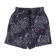 VISION OF SUPER Leopardmönstrade Svarta Shorts Black, Herr