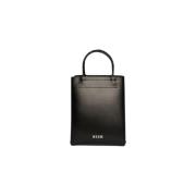 MSGM Liten läder tote väska Black, Dam