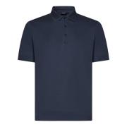 Herno Blå Polo T-shirt med Ribbed Detaljer Blue, Herr