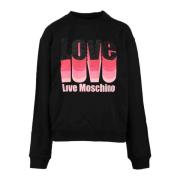 Love Moschino Bomull Elastan Sweatshirt Black, Dam