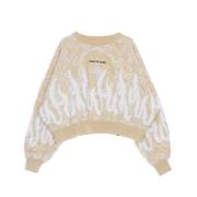 VISION OF SUPER Bandana Print Crop Sweatshirt Beige Beige, Dam