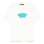 BARROW Vit Crew Neck T-shirt Print Italien White, Herr