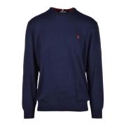 U.S. Polo Assn. Bomull Kashmir Stickad Tröja Blue, Herr