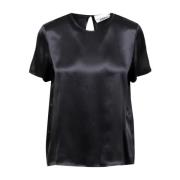 Erika Cavallini Svart Satin T-shirt Regular Fit Black, Dam