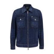 Dsquared2 Blå Denimjacka med Klassisk Krage Blue, Herr