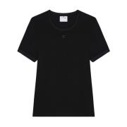 Courrèges Svart Crew Neck Topp Korta ärmar Black, Dam