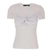 ROTATE Birger Christensen Vit T-shirt med rosettdetalj White, Dam