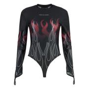 VISION OF SUPER Flames Print Långärmad Bodysuit Multicolor, Dam