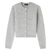 A.P.C. Ull Cardigan Millie Knappfäste Gray, Dam