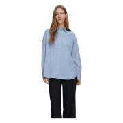 Selected Femme Oversize Bomullsskjorta Blue, Dam