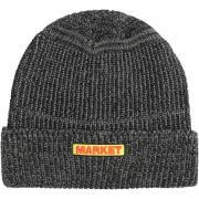 MARKET Broderad Logga Ribbstickad Mössa Black, Herr