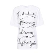 MSGM Bomull T-shirt med Fram- och Baksida Tryck White, Dam