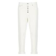 Dondup Ivory Blandbomullsbyxor för Kvinnor Beige, Dam