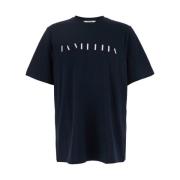 MSGM Blå Crewneck T-shirt med Front Print Blue, Herr