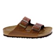 Birkenstock Dubbelrem Ekoläder Sandaler Cognac Brown, Dam