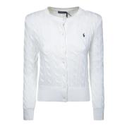 Polo Ralph Lauren Vit Kabelstickad Kofta White, Dam