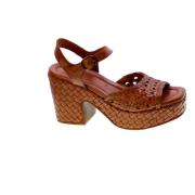 Carmela Flätad läder ankelrem sandaler Brown, Dam