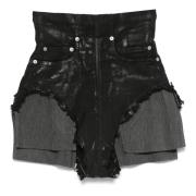 Rick Owens Svarta Denim High Waist Shorts Black, Dam