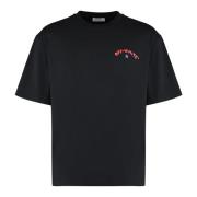 Off White Bomull Crew-neck T-shirt med Baktryck Black, Herr