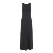 Max Mara Svart Jersey Lång Klänning Viskos Crepe Black, Dam