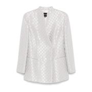 Giorgio Armani Geometrisk Jacquardjacka med paljetter White, Dam