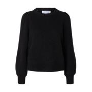 Selected Femme Mjuk Ull Minimalistisk Tröja Black, Dam