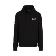 Emporio Armani EA7 Bomull Logo Series Hoodie Black, Herr