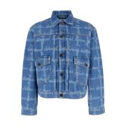 Vivienne Westwood Blå Denimjacka med Tryckt Logotyp Blue, Herr