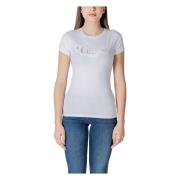 Guess Vit Tryckt Rund Hals T-shirt White, Dam