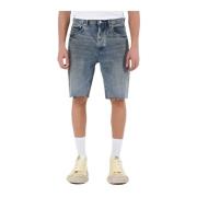 Purple Brand Denim Bermuda Shorts Fransad Effekt Blue, Herr