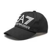 Emporio Armani EA7 Svart Bomullskeps med Broderad Logotyp Black, Herr