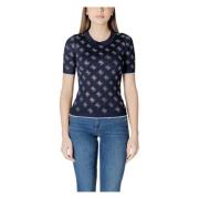 Guess Blå Tryckt Rund Hals T-shirt Blue, Dam