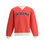 Jacquemus Logo-broderad Bomull Baseball Sweatshirt Red, Herr