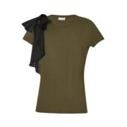 Liu Jo Grön Ruffle Bomull T-shirt Brown, Dam