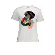 Kocca Vit Bomull T-shirt med Snygg Print White, Dam