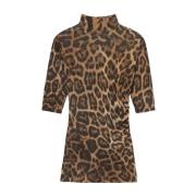 Stella McCartney Leopardtryck hög hals topp Brown, Dam