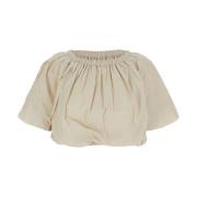 Isabel Marant Étoile Vit Crop Top med Gathering White, Dam