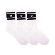 Lyle & Scott Randiga Crew Socks 3-Pack White, Herr