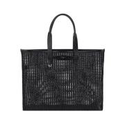 Dolce & Gabbana Perforerad Mesh Toteväska med Monogram Black, Herr