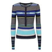 PINKO Regnbågsribbor Mist Stickad Topp Multicolor, Dam