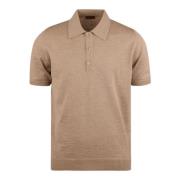 Stenströms Merinoull Polo Skjorta Korta ärmar Beige, Herr