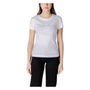 Calvin Klein Jeans Vit Bomull T-shirt med Rund Hals White, Dam