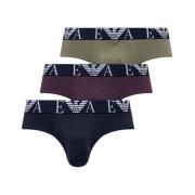 Emporio Armani Stretch bomull brief underkläder blå Multicolor, Herr