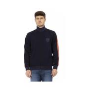 AUTOMOBILI LAMBORGHINI Blå Logo Print Zip-Up Sweater Blue, Herr