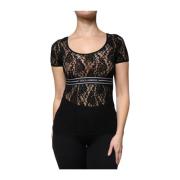 Dolce & Gabbana Svart Spets Logo Top Black, Dam