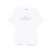 MSGM Vit Logotyp Präglad Kortärmad T-shirt White, Dam