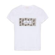 Liu Jo Vit Logotyp Tryck Crew Neck T-shirt White, Dam