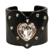 Dolce & Gabbana Kristallhjärta brett armband Black, Dam